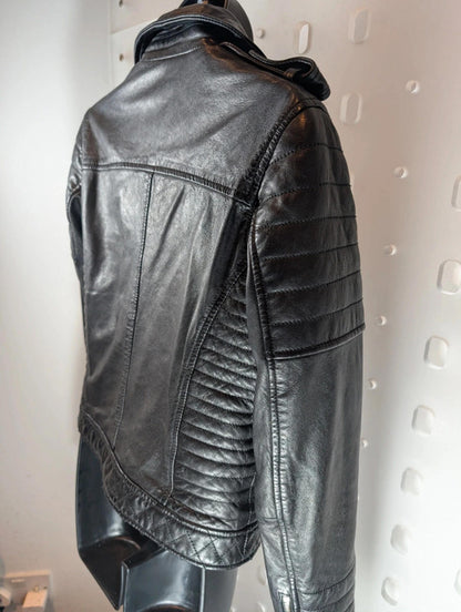 Jane Norman Classic Black Leather Biker Jacket – UK 10