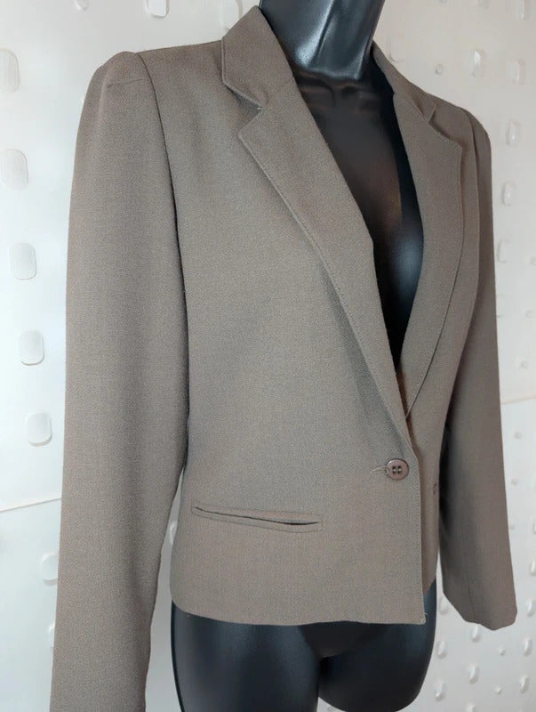 Vintage Jacques Vert Cropped Wool Blend Jacket UK10 Made in England