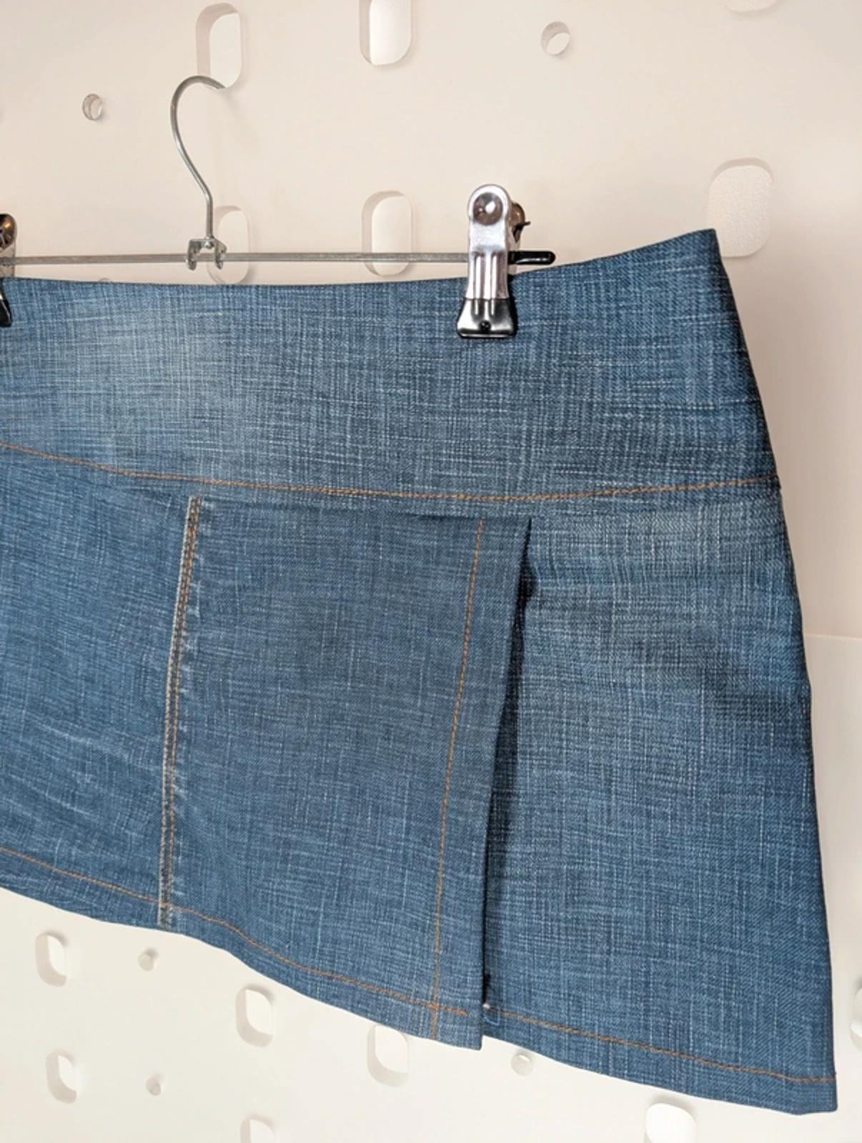 Vintage Clyde Sheriffe Denim Mini Skirt Low Rise Split Front Made in England