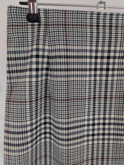 Vintage St Michael Check Wool Blend Pencil Skirt UK8 Made in Germany