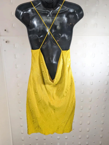 Topshop Satin Slip Mini Dress Yellow UK10