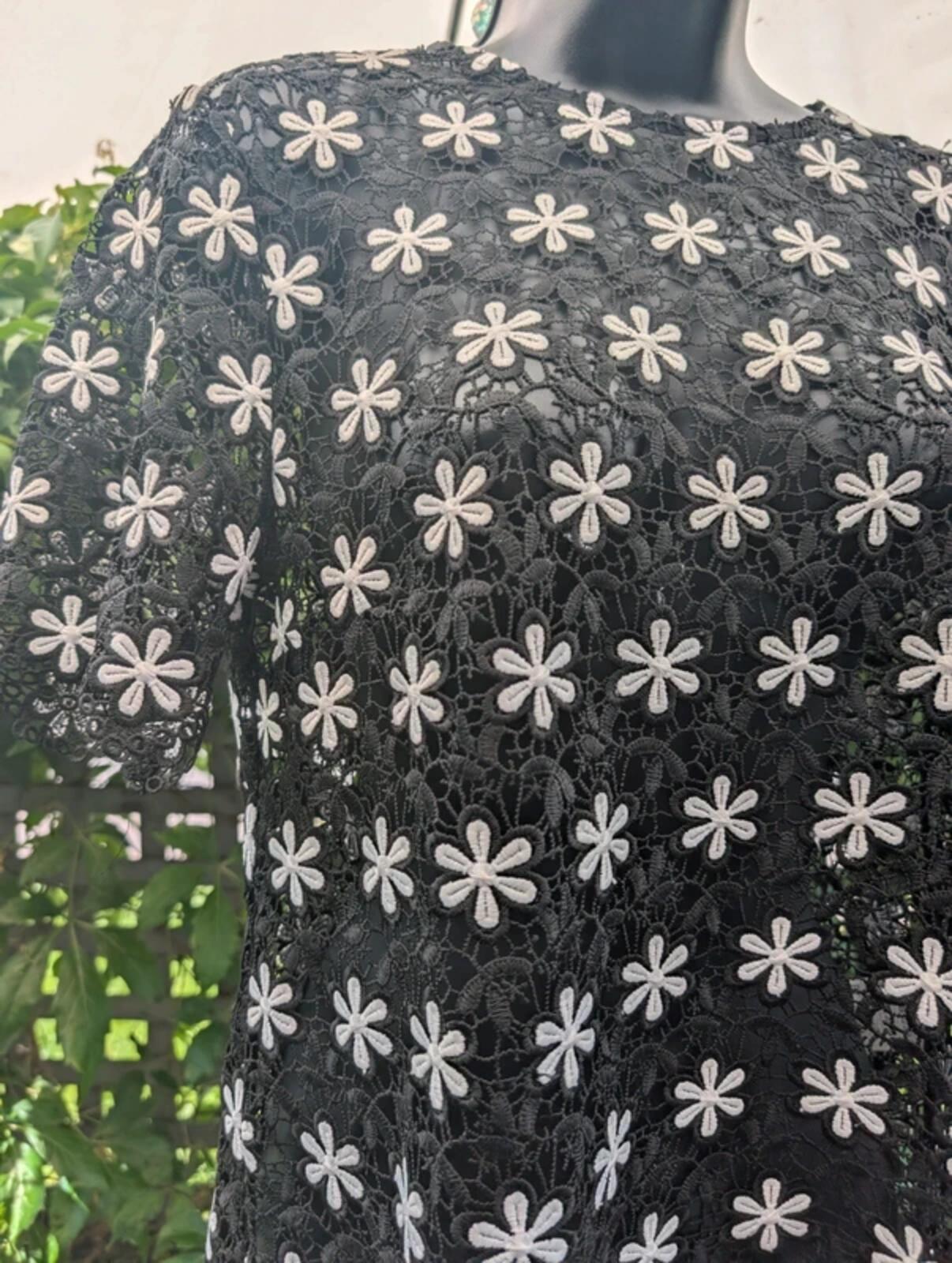 United Colours of Benetton Crochet Daisy Top Black Small