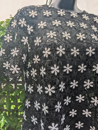 United Colours of Benetton Crochet Daisy Top Black Small