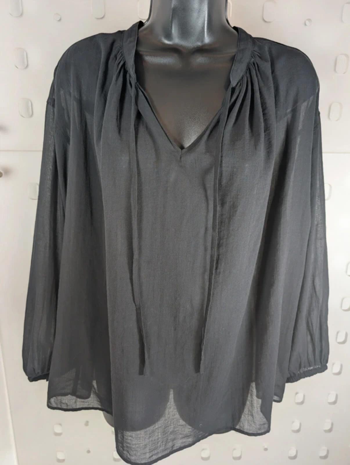 JW Anderson for Uniqlo Sheer Tie Neck Blouse Black Medium