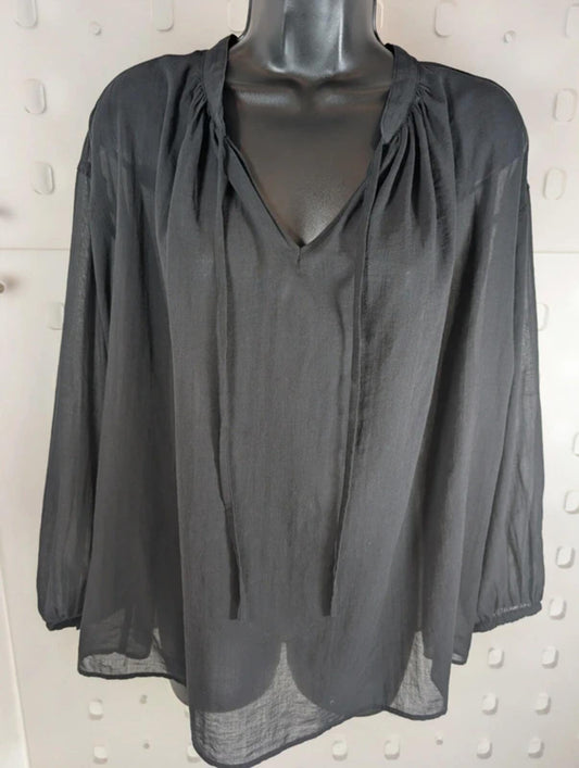 JW Anderson for Uniqlo Sheer Tie Neck Blouse Black Medium