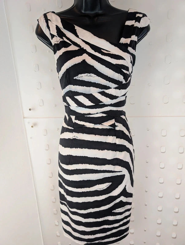 Karen Millen Zebra Print Asymmetric Dress UK6