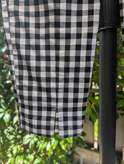 Topshop Check Embroidered Trousers Black White UK10