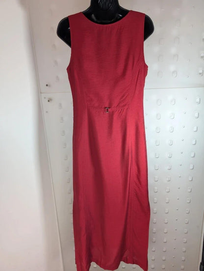 Vintage Elysio Florence ruby red taffeta midi dress UK12