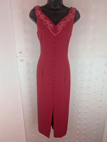 Vintage 90s Milano Red Pencil Dress UK12