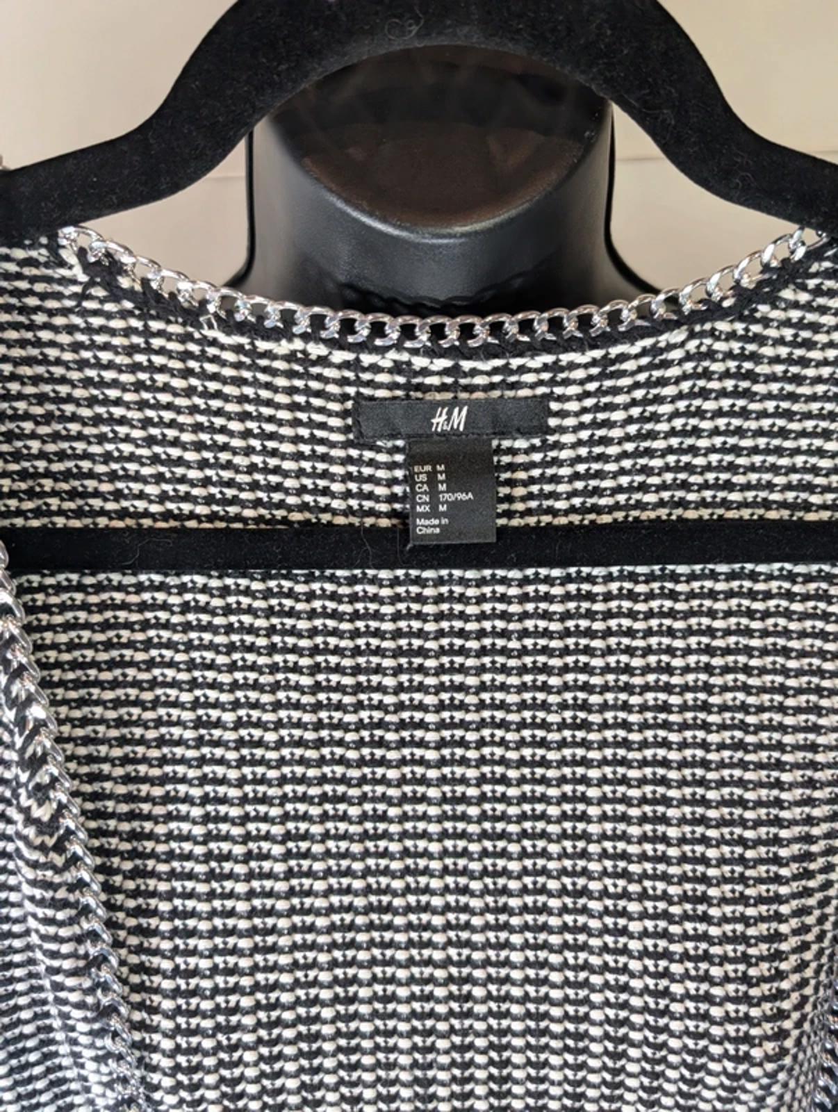 H&M Black Cotton Cardigan Chain Detail Size M