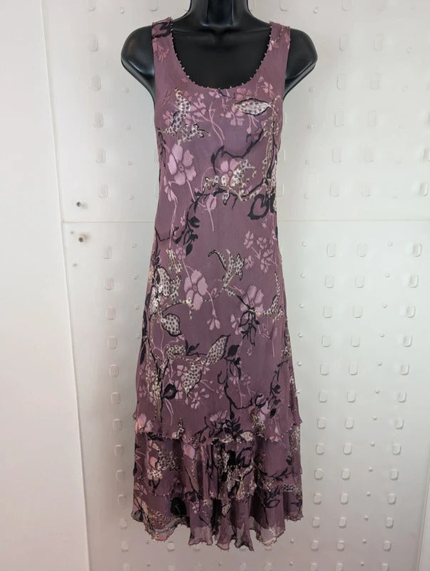 Cameron Blake by Mon Cheri Purple Silk Fairycore Dress UK8