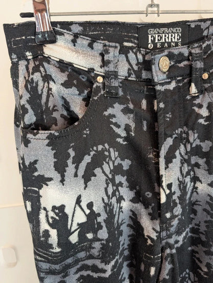 Vintage Gianfranco Ferré Jeans Printed Skinny Trousers 26 IT40 Made in Italy