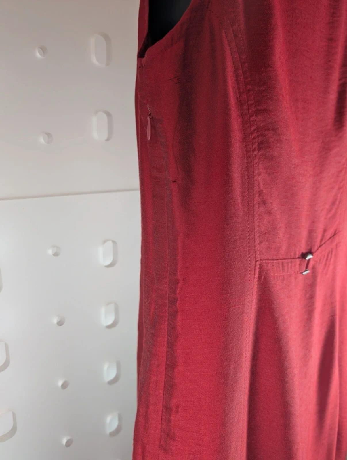 Vintage Elysio Florence ruby red taffeta midi dress UK12