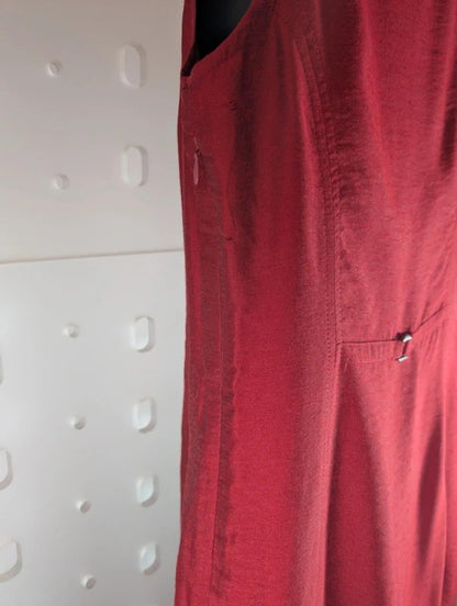 Vintage Elysio Florence ruby red taffeta midi dress UK12