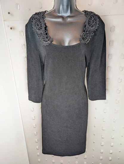Joseph Ribkoff Black Dress Lace Neckline Occasion UK 14