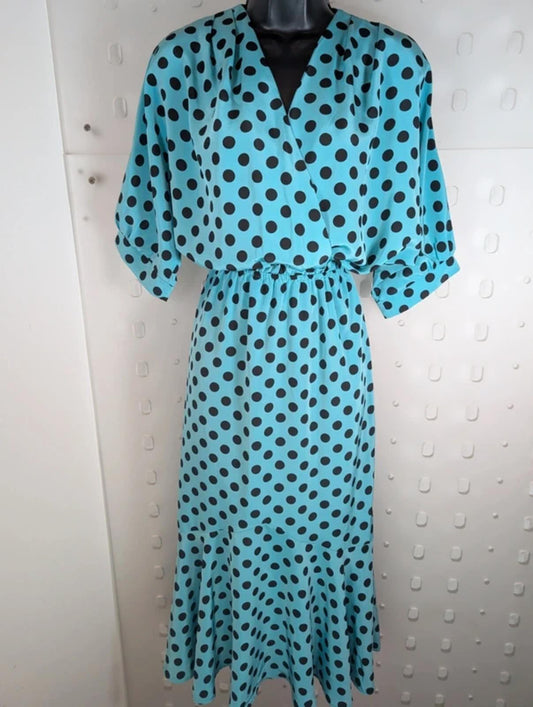 Hamells vintage 1980s polka dot fishtail midi dress Small Medium