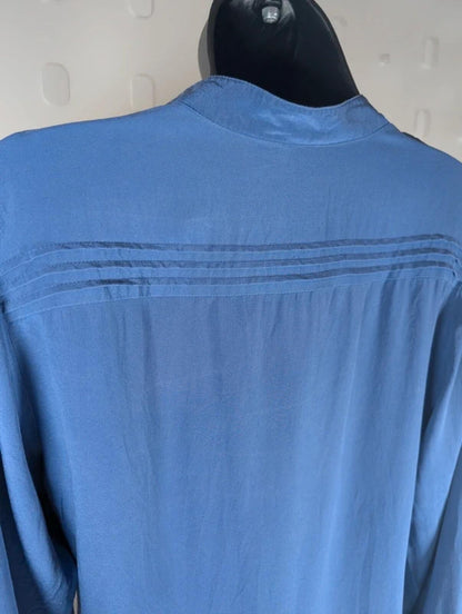 Episode Vintage Silk Shift Dress Blue Long Sleeve UK12