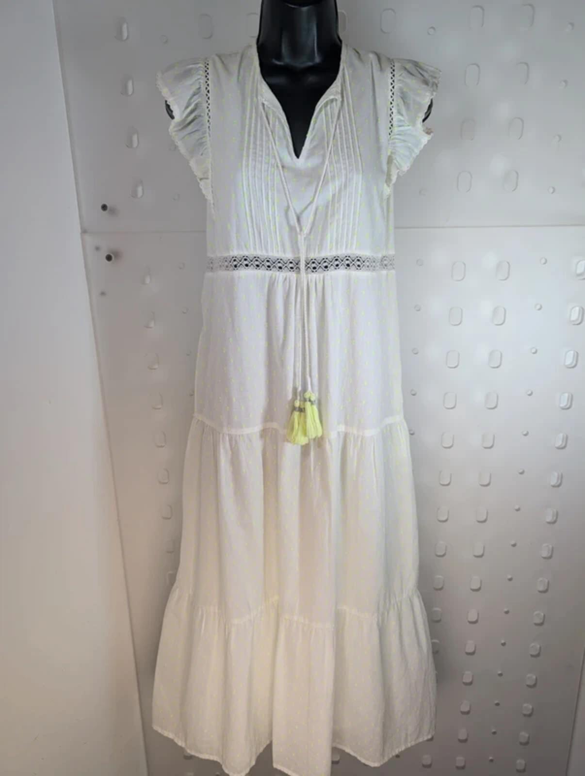 Nooki London Wilson Dress Neon Yellow Size S Cotton Boho