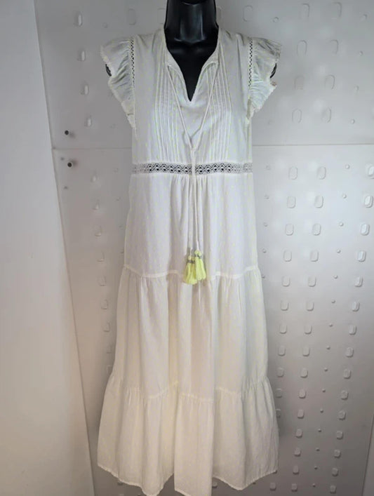 Nooki London Wilson Dress Neon Yellow Size S Cotton Boho