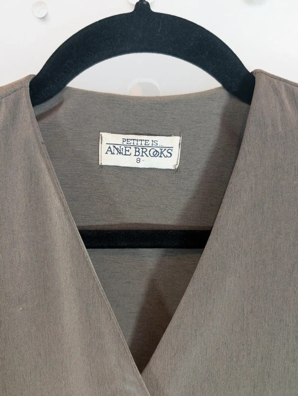 Vintage Anne Brookes Petite Khaki Trouser Suit UK8