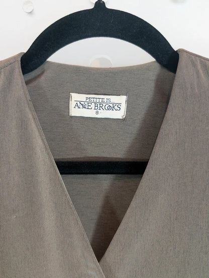 Vintage Anne Brookes Petite Khaki Trouser Suit UK8