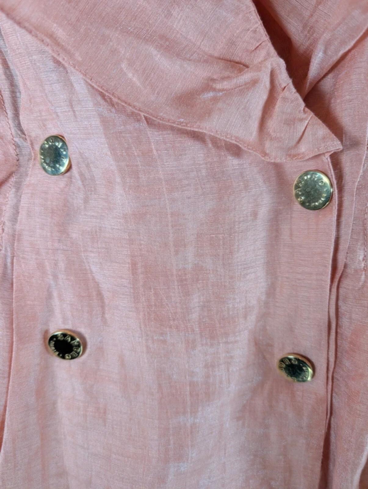 Sandro Peach Linen Blend Wrap Dress Statement Collar Parisian Chic UK10/12