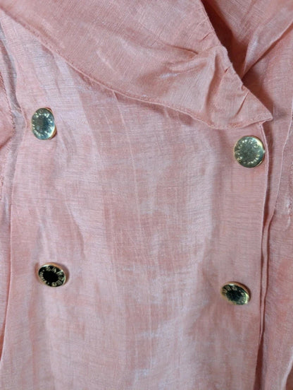 Sandro Peach Linen Blend Wrap Dress Statement Collar Parisian Chic UK10/12