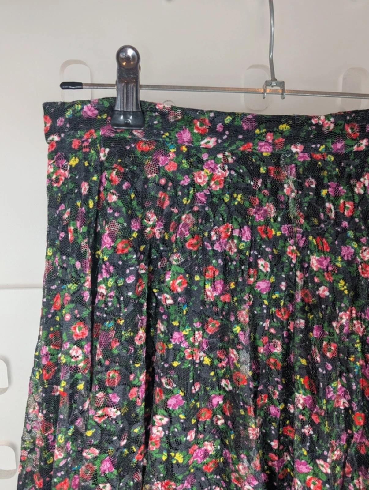 Topshop Floral Mesh Mini Skirt Black Pink UK6