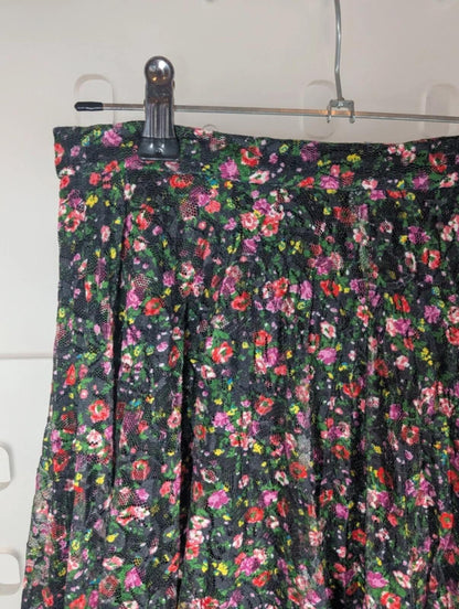 Topshop Floral Mesh Mini Skirt Black Pink UK6