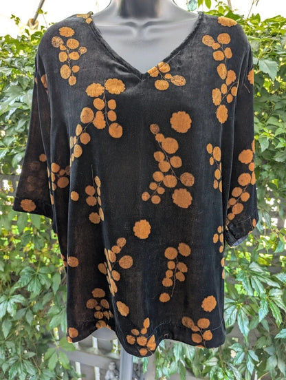 Masai Velvet Burnout Top Black Gold XL