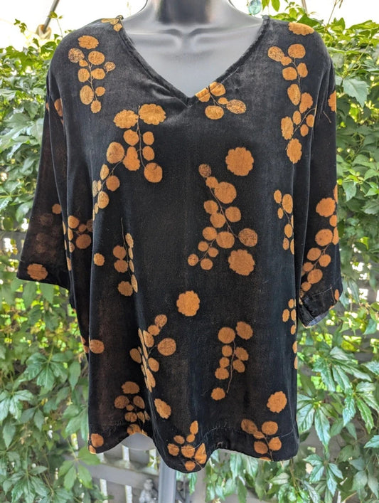 Masai Velvet Burnout Top Black Gold XL