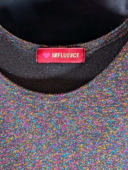 Influence Black Skater Dress Rainbow Sparkle S
