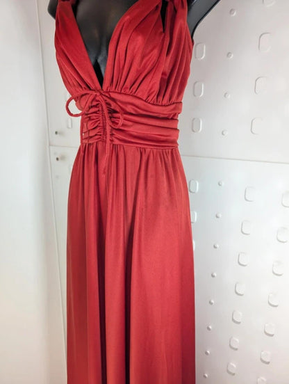 Josh Charles Vintage 70s Maxi Dress Made In England Cummerbund Waist