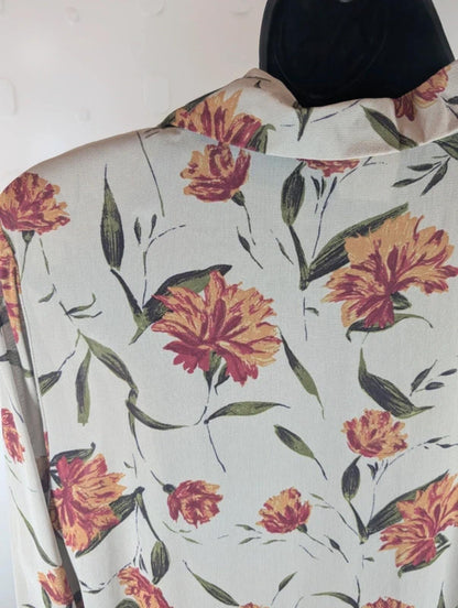 Nightingales 1980s Vintage Tulip Print Viscose Georgette Shirt UK14