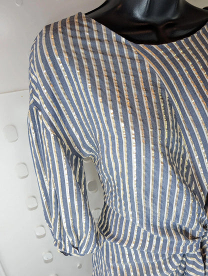 Eva Franco Metallic Tie Front Draped Top – UK 6