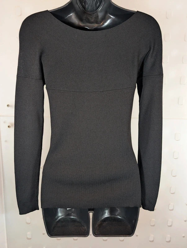 Massimo Dutti Black Crossover Wrap Knit Top Small Balletcore