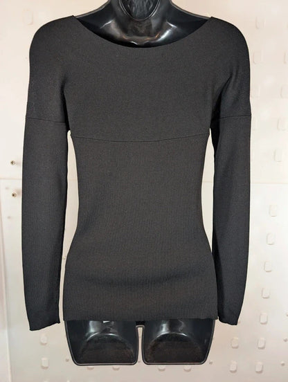Massimo Dutti Black Crossover Wrap Knit Top Small Balletcore