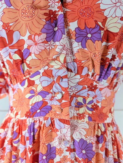 Suncoo Casey Pink Floral Viscose Midi Dress T3 Large NWT RRP £150