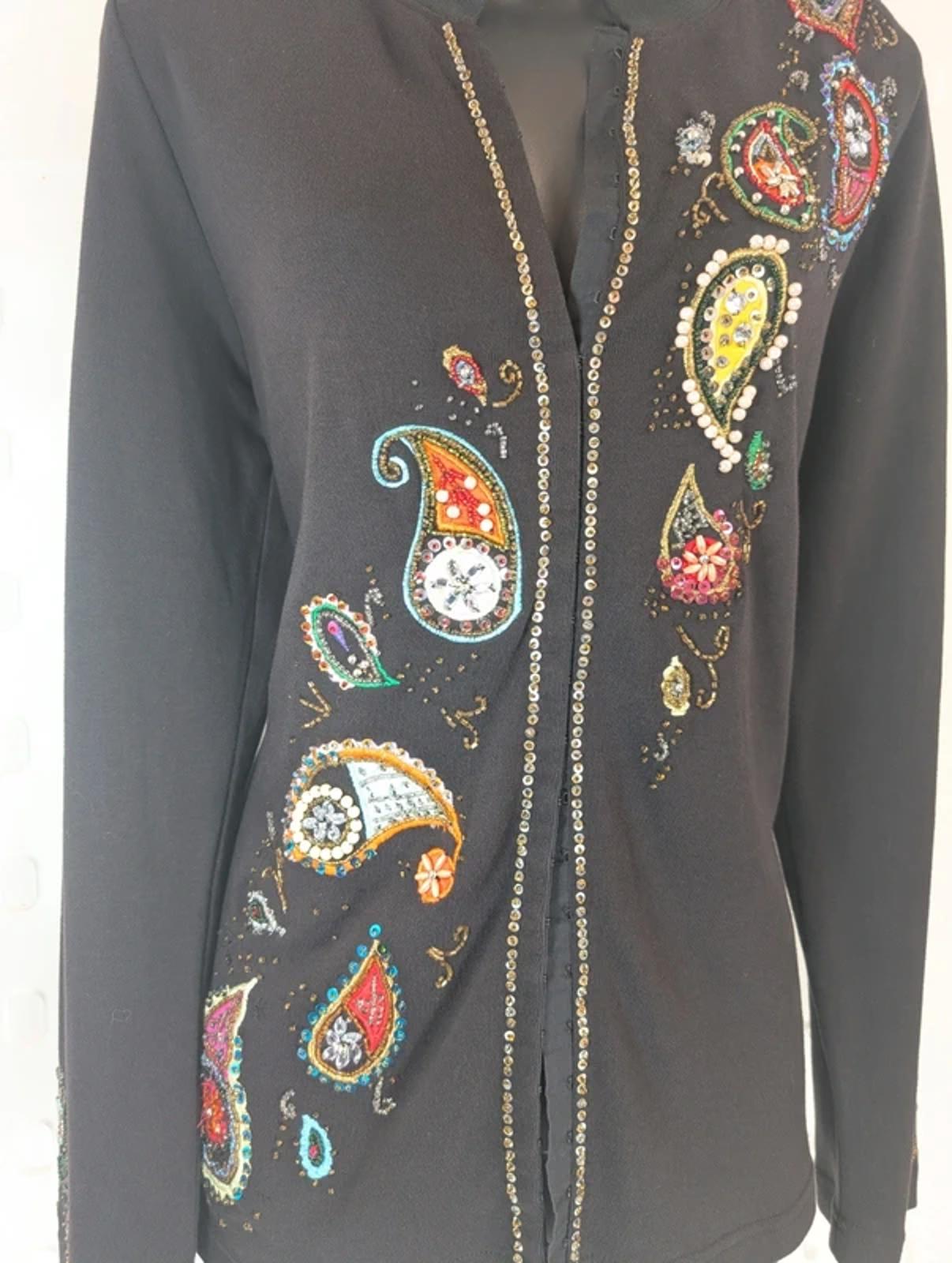 Indigo Moon Beaded Cotton Cardigan Size M