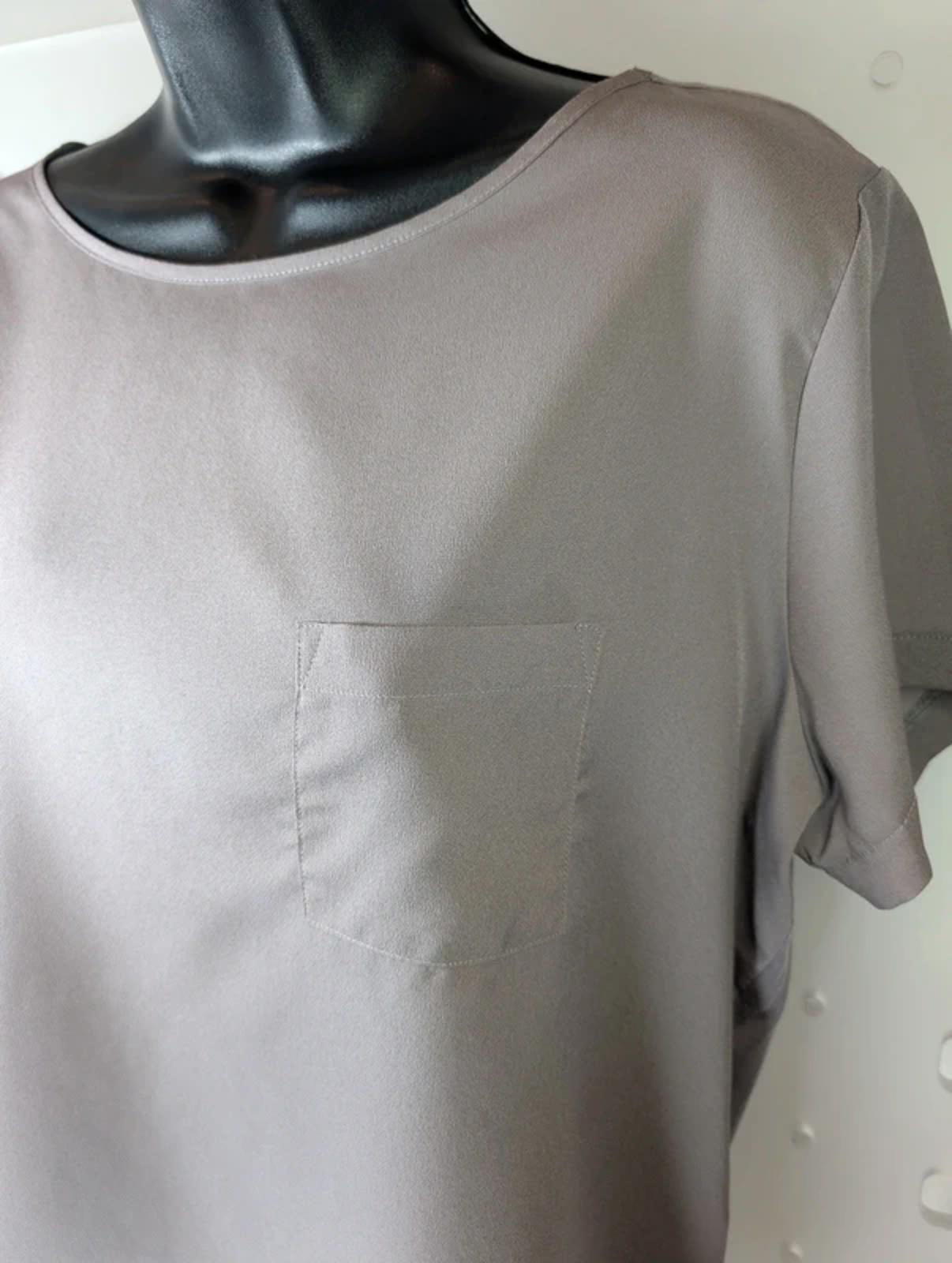 French Connection taupe mixed-fabric T-shirt with pocket large