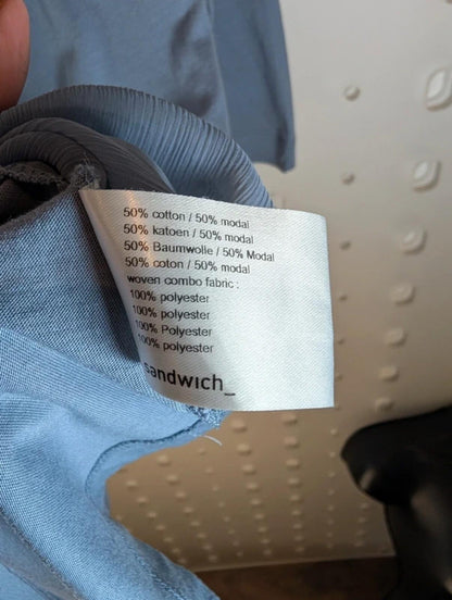 Sandwich Longline Top Medium Mesh Panel Modal 3/4 Sleeve