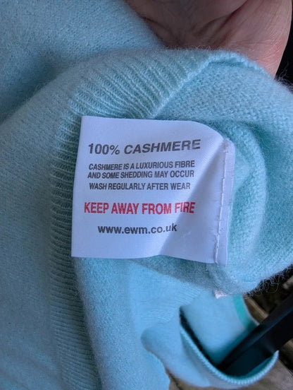 Isle Pure Cashmere V Neck Jumper Mint Green UK8