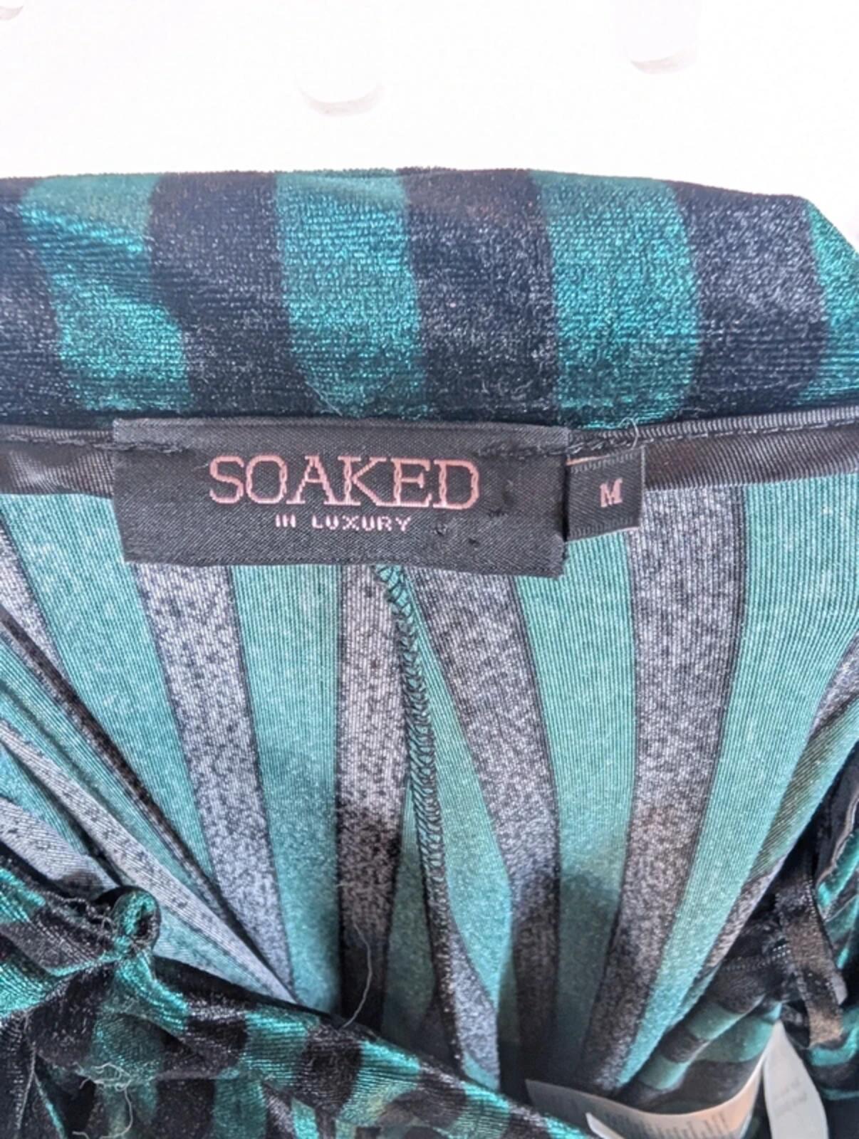 Soaked in Luxury velvet striped wide leg trousers medium gothic boho black green