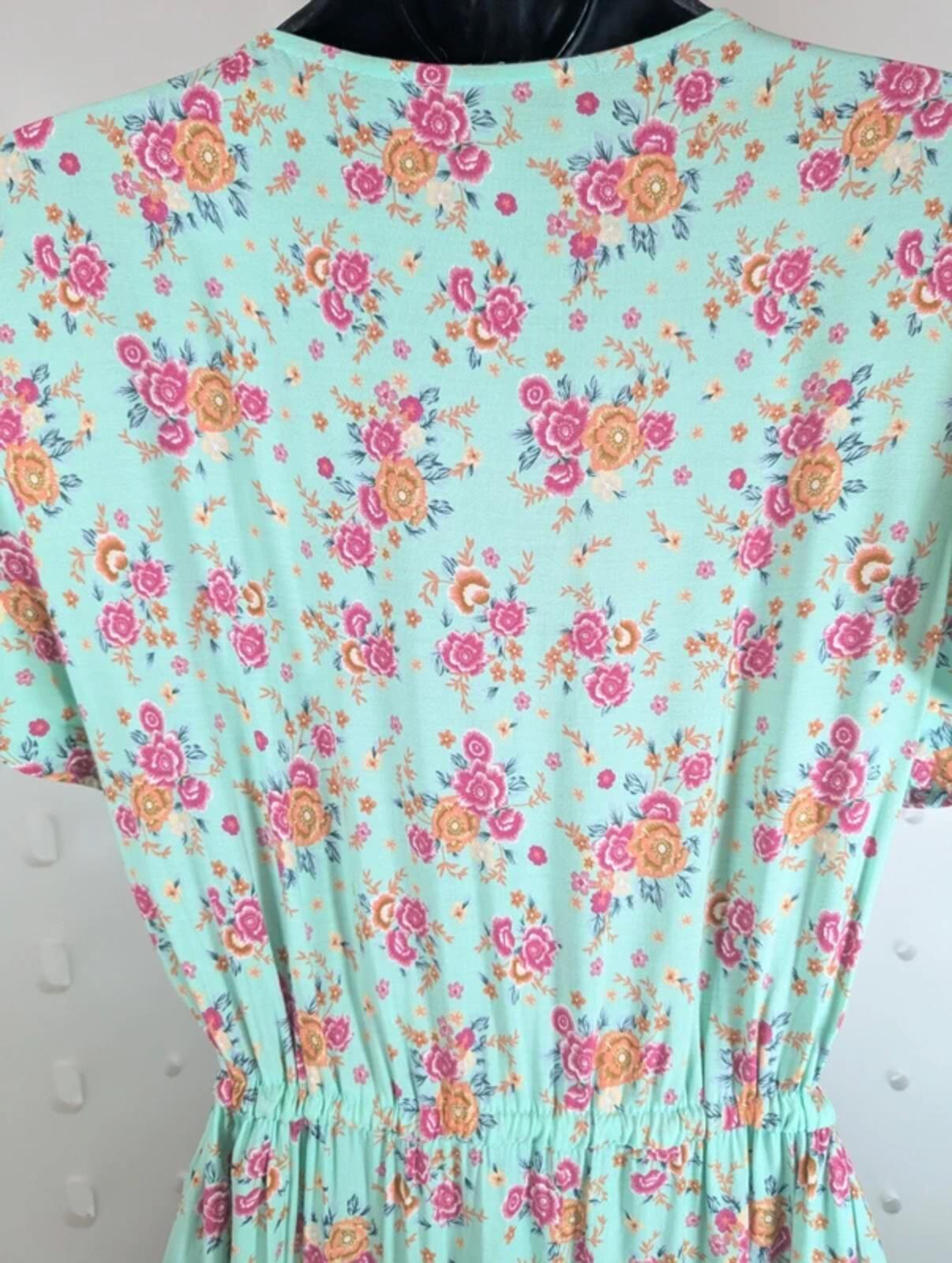 Libby Loves Floral Cotton Midi Dress UK8–10 Green Print