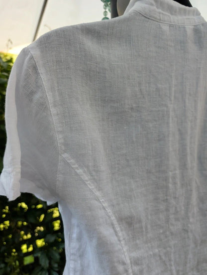 Next 100% Linen Utility Shirt White UK8