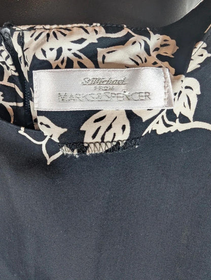Vintage St Michael Floral Slip Dress Black White 90s UK12/14