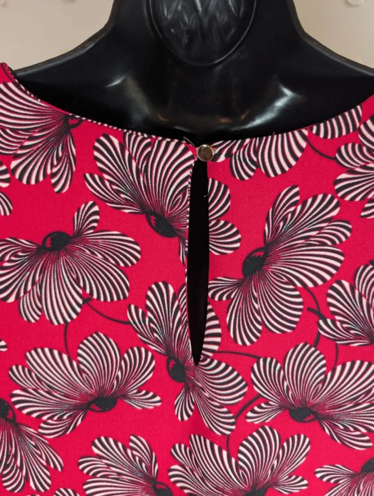 Marina Kaneva Poppy Print Shift Dress Pink UK16