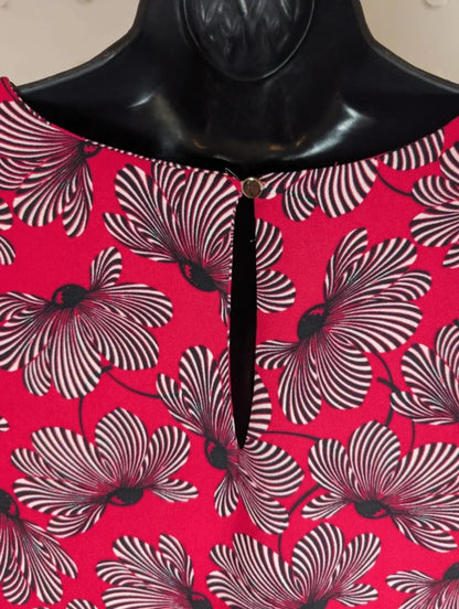 Marina Kaneva Poppy Print Shift Dress Pink UK16