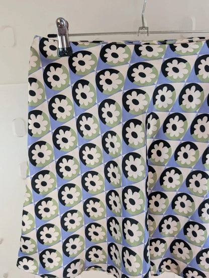 60s Mod Mini Skirt – Satin Finish – Geometric Print – XS