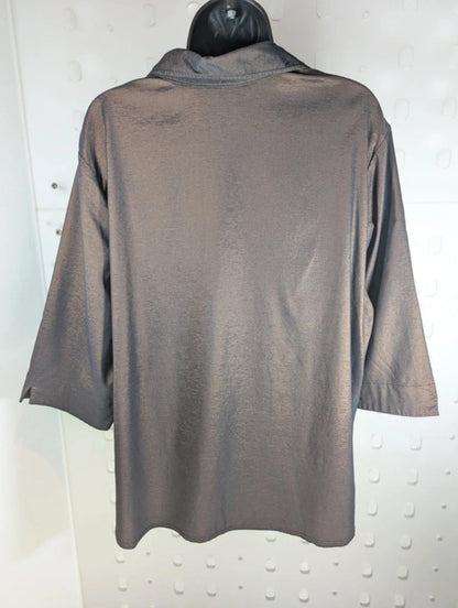 Vintage Essence Brown Two Tone Taffeta Shirt UK24